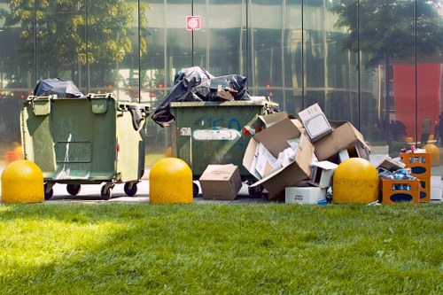 Construction site with waste clearance in progress