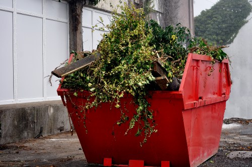 Professional waste clearance team at a building site